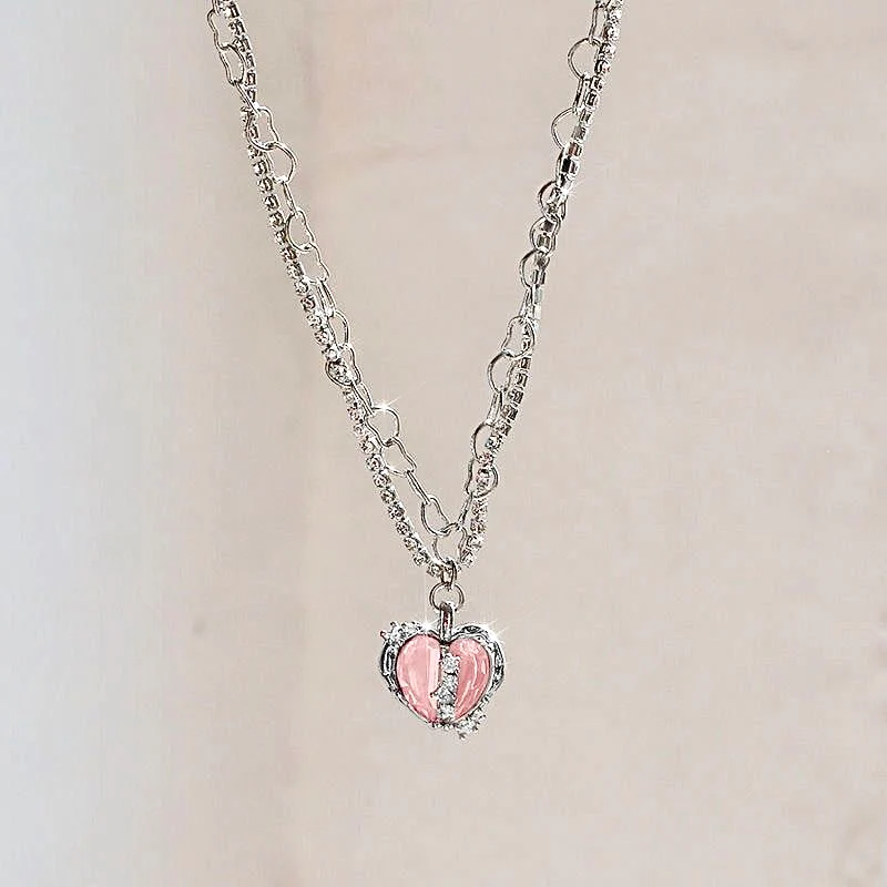 Double Layered Cyber Heart Necklace - Image 3