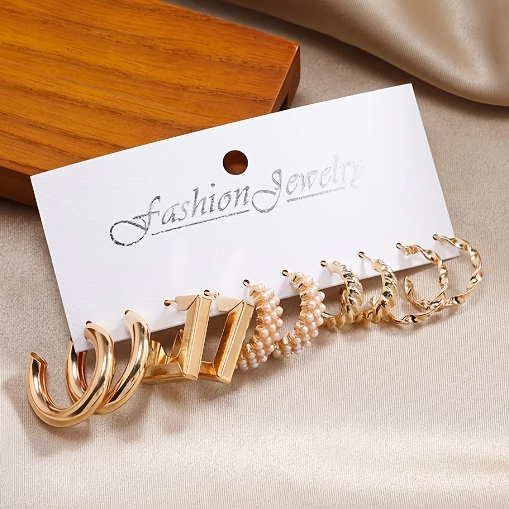 Gold Hoops Earrings Set - Image 3