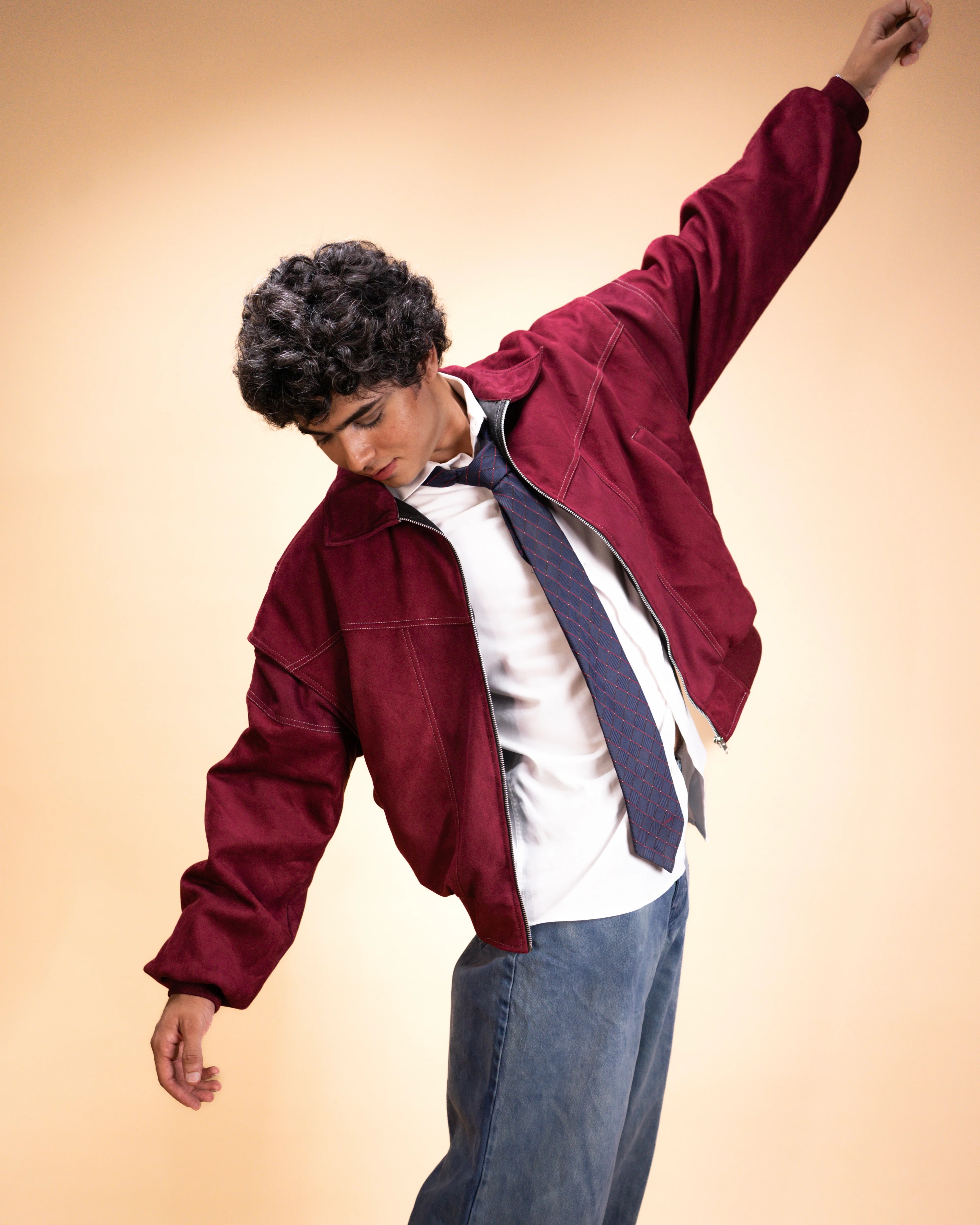 Maroon vintage suede jacket - Image 3
