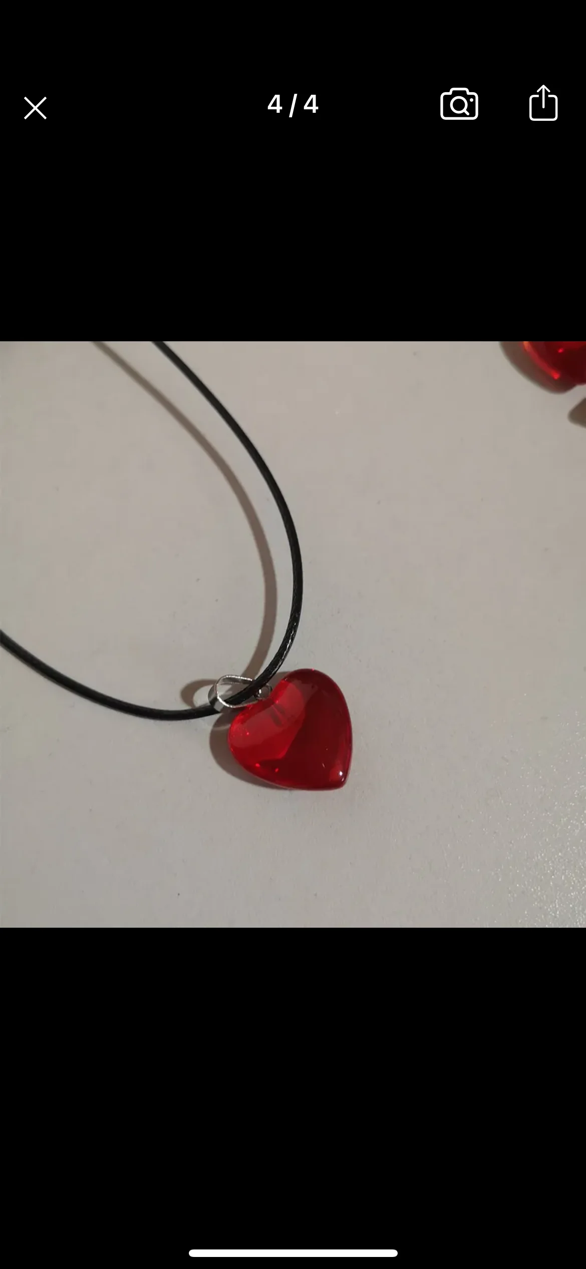 Red Glass Heart Necklace - Image 3